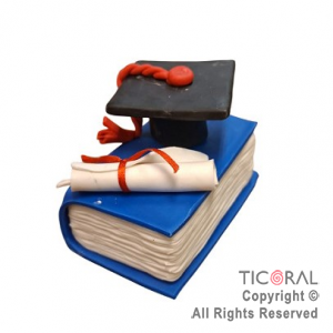 ADORNO SOMBRERO EGRESADO CON DIPLOMA Y LIBRO PORCELANA FRIA x 1